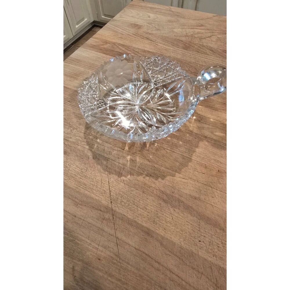 American Brilliant Period Nappy Shallow Open Serving Dish Clear Glass VTG